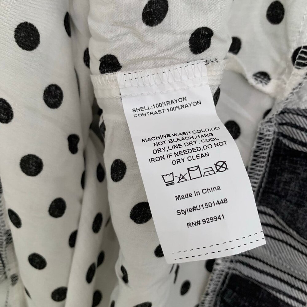 NEW Suzanne Betro retro black white mixed pring collared short sleeve blouse top - Picture 8 of 10